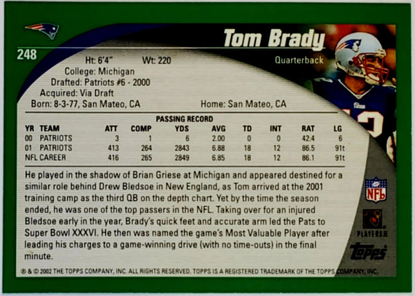 2002 Topps #248 Tom Brady - 1st Topps outlet Card!