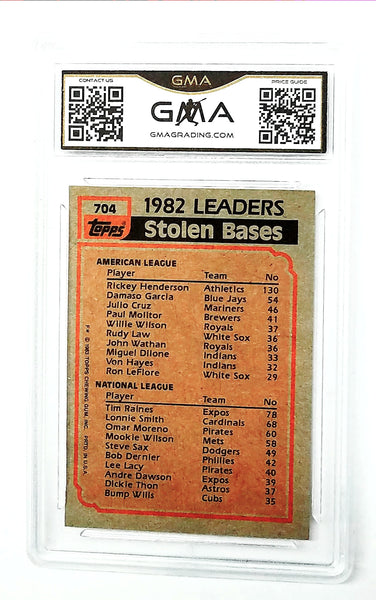 Graded 8.5 Stolen Base Leaders Henderson & Raines HOF 1983 Topps