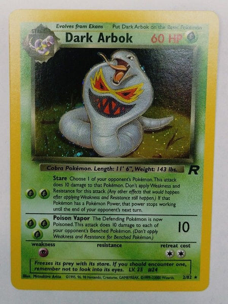 Pokemon Dark Arbok 2/82 Holo Rare Foil, Team Rocket, TCG, Rare Card