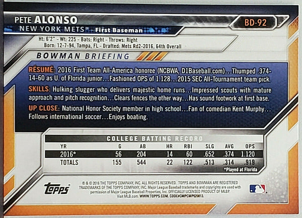 Pete Alonso Rookie 