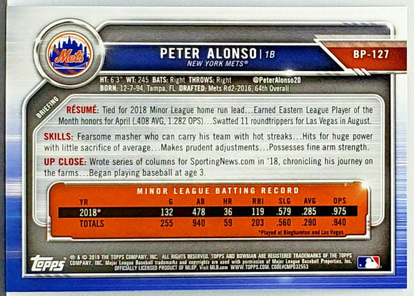 Pete Alonso "POLAR BEAR" 2019 Topps Now Players Weekend