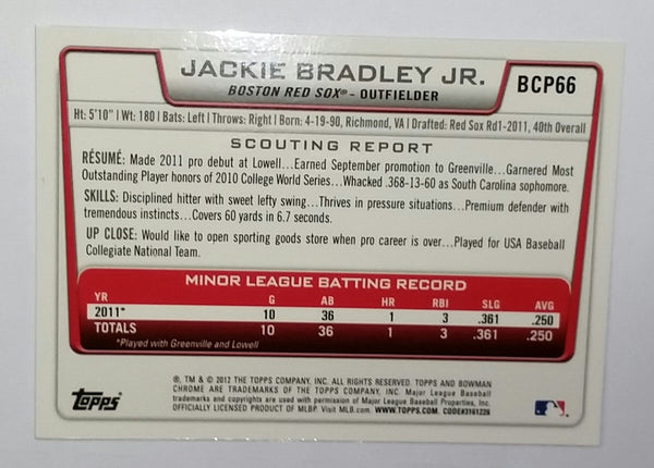 2012 BOWMAN JACKIE BRADLEY JR. ROOKIE CARD RED SOX