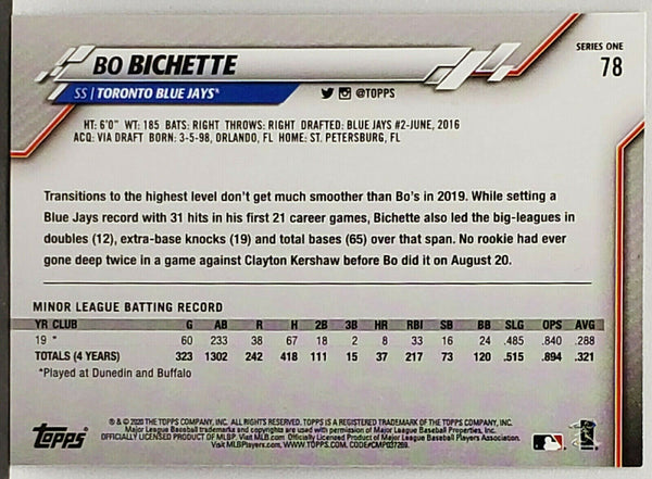 ORIGINAL Bo Bichette Toronto Blue Jays Topps Baseball ROOKIE 