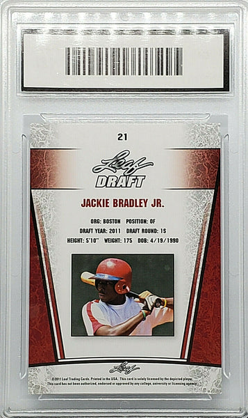 Graded 10 Jackie Bradley Jr Rookie 2011 Leaf Draft #21 Red Sox