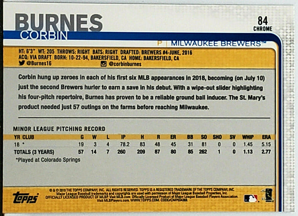 Corbin Burnes 2022 Topps Chrome Baseball # 167 Milwaukee Brewers Base —  Collectible Craze America