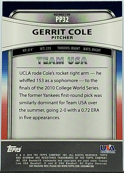 Gerrit Cole Rookie 2010 Topps USA Baseball #USA-25 UCLA Astros