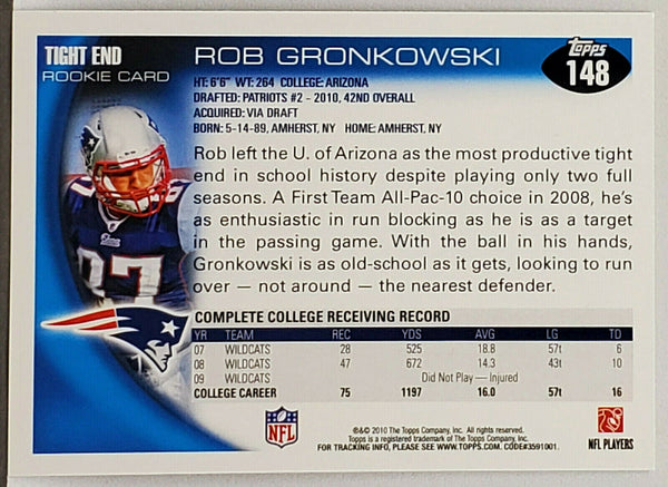 : Graded 2010 Topps Rob Gronkowski #148 Rookie RC Football Card  PSA 10 Gem Mint : Collectibles & Fine Art