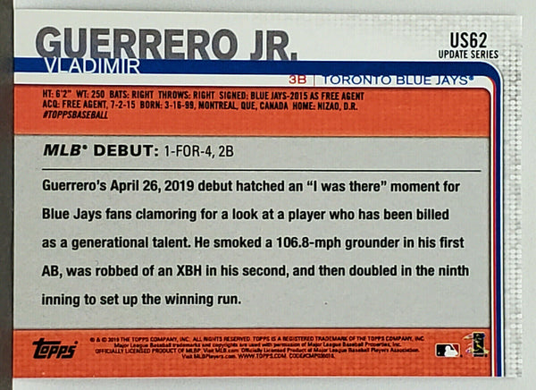  2019 Topps Update Baseball #US62 Vladimir Guerrero Jr