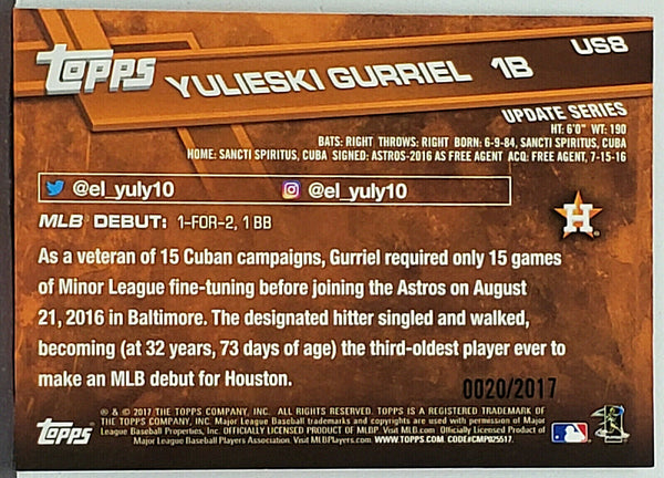 Yuli Gurriel Houston Astros 2022 MLB Topps Now Card 1148