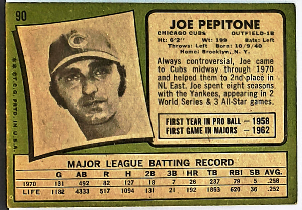 Joe Pepitone Chicago Cubs Baseball Sports Trading Cards & Accessories for  sale