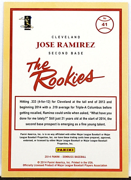 Jose Ramirez Cleveland Indians 2014 Donruss The Rookies # 41 Rookie Card