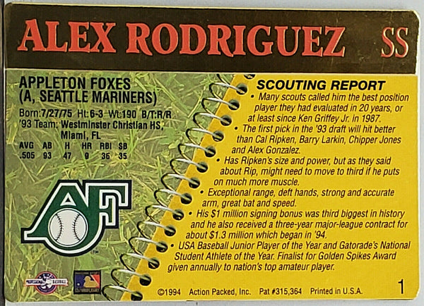  1994 Action Packed Minors #55 Alex Rodriguez Seattle