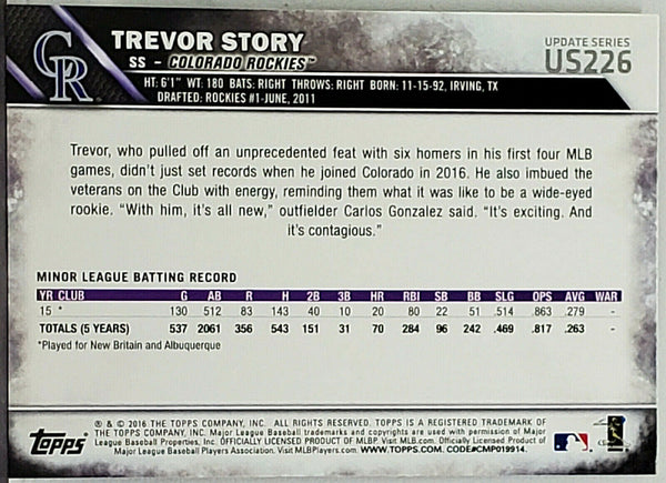 TREVOR STORY 2014 BOWMAN rookie card