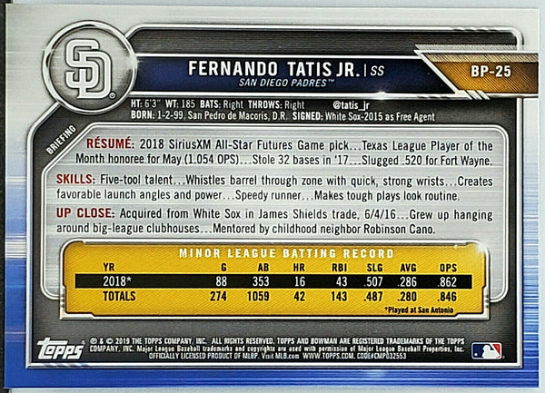 2018 Bowman - Prospects - Blue #BP114 - Fernando Tatis Jr. /150