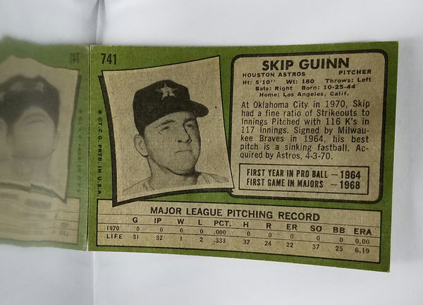 Skip Guinn 1971 Topps #741 Pitcher, Houston Astros, Rare High Numbers! –