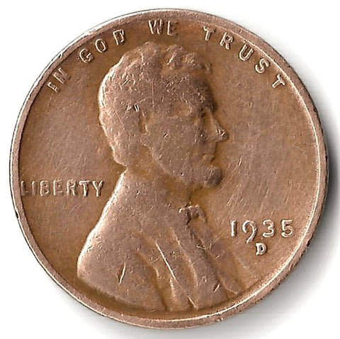 1935-D, Lincoln, Wheat, Cent, Coin, Penny, 1935, Denver, Mint, D, Pre-WWII, Pre World War II, Era, Detail, Lines, Shiny, Low Mintage, Semi, Key Date, Mint Mark, Mintmark, Copper, Wheatie, Wheat Ears, Detail, Wheat Back, Vintage, Rare, Metal, Antique, Collectible, Memorabilia, Invest, Hobby, Coins