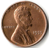 1955, Lincoln, Wheat, Cent, Coin, Penny, 1955-P, Philadelphia, Mint, P, Post War, Era, Detail, Lines, Shiny, Low Mintage, Semi, Key Date, Mint Mark, Mintmark, Copper, Wheatie, Wheat Ears, Detail, Wheat Back, Vintage, Rare, Metal, Antique, Collectible, Memorabilia, Invest, Hobby, Coins