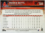 Betts, Mookie, Future Stars, 2015, Topps, Series 2, 389, MVP, All-Star, Batting Title, World Series, Title, Stolen Bases, Speed, Power, Boston, Red Sox, Los Angeles, Dodgers, Home Runs, Slugger, RC, Baseball, MLB, Baseball Cards