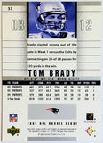 Brady, Tom, Rookie, Debut, Rookie Debut, 2005, Upper Deck, 57, RC, Quarterback, QB, MVP, GOAT, Super Bowl, New England, Patriots, Tampa, Tampa Bay, Buccaneers, Bucs, Football, RC, Hobby, NFL, Football Cards