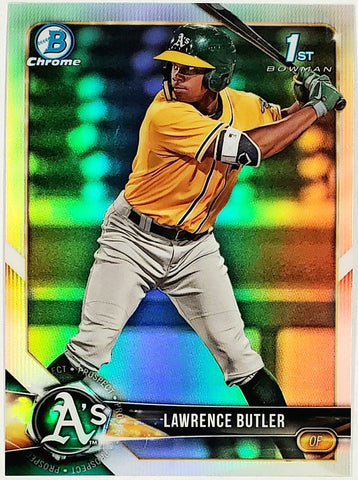 Butler, Lawrence, Rookie, 1st Bowman, Refractor, 2018, Bowman, Chrome, Draft, BDC-4, BDC4, Topps, RC, Prospect, Oakland, A's, Athletics, Home Runs, Slugger, RC, Collectible, Baseball, MLB, Baseball Cards