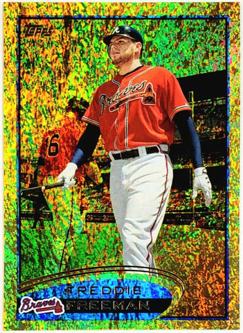 Freeman, Freddie, Gold, Sparkle, SP, Refractor, Error, 3B Twice, 2012, Topps, 215, RC, MVP, 1st Base, First Base, Atlanta, Braves, Los Angeles, Dodgers, World Series, Home Runs, Slugger, RC, Baseball, MLB, Baseball Cards