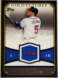 Freeman, Freddie, Rookie Era, Gold Futures, 2012 Topps, GF-4, GF4, MVP, 1st Base, First Base, Atlanta, Braves, Los Angeles, Dodgers, World Series, Home Runs, Slugger, RC, Baseball, MLB, Baseball Cards