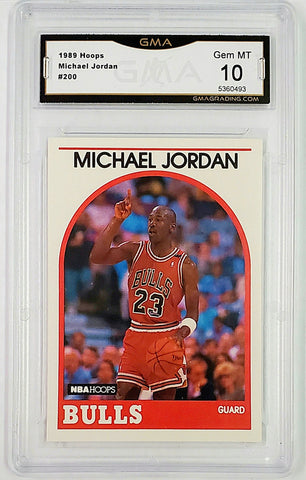 Jordan, Michael, 1989, Hoops, 200, Graded 10, GMA, GMA 10, Gem Mint, Mint, HOF, ROY, MVP, All-Star, All-NBA, Finals MVP, GOAT, Chicago, Bulls, Wizards, Finals, Champ, Basketball, Points, Hobby, NBA, Basketball Cards