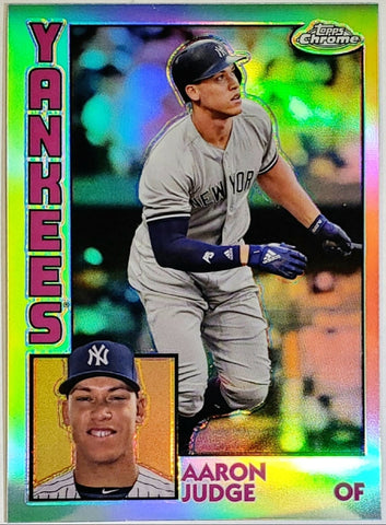 Judge, Aaron, 1984, Retro, 35th Anniversary, Insert, 2019, Topps, Chrome, 84TC-1, 84TC1, MVP, ROY, Rookie Of The Year, All-Star, Silver Slugger, Home Run Derby Champ, All Rise, Speed, Power, New York, Yankees, Bronx Bombers, Home Runs, Slugger, RC, Baseball, MLB, Baseball Cards