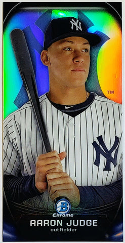 Judge, Aaron, Rookie, Refractor, Mini, 2015, Bowman, Chrome, Prospect, Profiles, PP-21, PP21, RC, Topps, MVP, ROY, Rookie Of The Year, Home Run Derby Champ, New York, Yankees, Bronx Bombers, Home Runs, Slugger, RC, Baseball, MLB, Baseball Cards