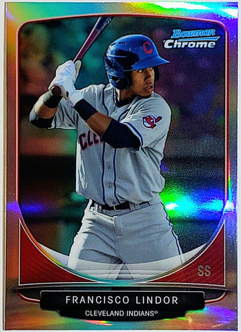 Lindor, Francisco, Rookie, Refractor, Mini, 2013, Bowman, Chrome, Cream Of The Crop, CC-CI2, RC, Topps, Shortstop, Platinum Glove, Gold Glove, Cleveland, Indians, New York, Mets, Home Runs, Slugger, RC, Baseball, MLB, Baseball Cards