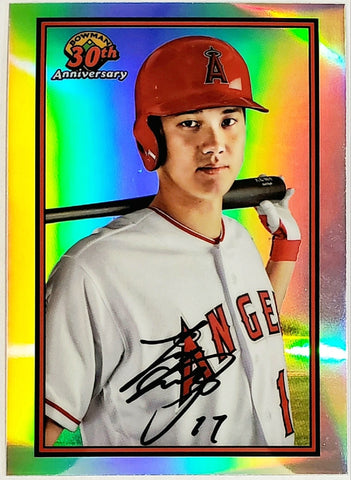 Ohtani, Shohei, 1989, Retro, 30th Anniversary, Insert, 2019, Bowman, Chrome, B30-SO, Topps, Rookie Of The Year, ROY, MVP, Pitcher, 2-Way, Japan, Japanese, Los Angeles, Angels, Anaheim,  Dodgers, World Series, WBC, Strikeouts, Home Runs, Slugger, RC, Baseball, MLB, Baseball Cards