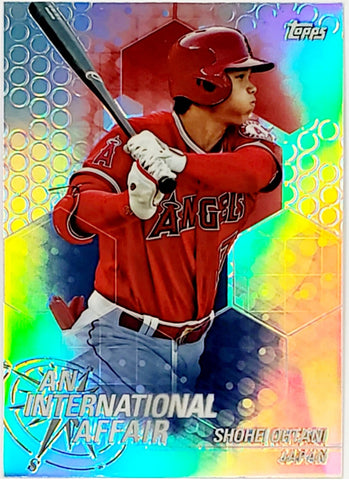 Ohtani, Shohei, Rookie, Refractor, Insert, 2018, Topps, Chrome, Update, International, Affair, IA-SO, RC, Rookie Of The Year, ROY, MVP, Pitcher, 2-Way, Japan, Japanese, Los Angeles, Angels, Anaheim, WBC, Speed, Power, Stolen Bases, Strikeouts, Home Runs, Slugger, RC, Baseball, MLB, Baseball Cards