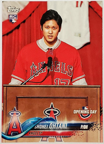 Ohtani, Shohei, Rookie, 2018, Topps, Opening Day, RC, Rookie Of The Year, ROY, MVP, Pitcher, Japan, Japanese, Los Angeles, Angels, Anaheim, Dodgers, WBC, Strikeouts, Home Runs, Slugger, RC, Baseball, MLB, Baseball Cards