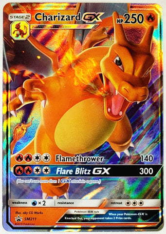 Pokemon, Charizard, GX, SM211, Full Art, Ultra Rare, Rare, Holo, HP250, HP 250, Card, Pokemon, Sun & Moon, Sun, Moon, Sun and Moon, SM, Black Star, Promo, Set, 2019, Pokemon Cards, Rare, Singles, TCG, CCG, Tournament, Wizards, WOTC, Hobby