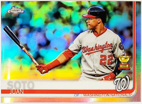 Soto, Juan, Rookie Cup, Rookie Trophy, Cup, Trophy, Refractor, 2019, Topps, Chrome, 155, RC, All-Star Rookie, Home Run Derby, Batting Title, World Series, JuanJo, Childish Bambino, Washington, Nationals, San Diego, Padres, New York, Yankees, Mets, Home Runs, Slugger, RC, Baseball, MLB, Baseball Cards