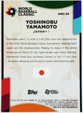 Yamamoto, Yoshinobu, Rookie, Yoshi, 2023, Topps, Series 2, WBC-56, Japan, Japanese, World Baseball Classic, WBC, Team Japan, World Series, Los Angeles, Dodgers, Pitcher, Strikeouts, Ks, Baseball, MLB, RC, Baseball Cards