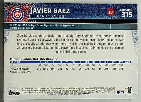 Topps Mlb Chicago Cubs Javier Baez #587 Topps Now Trading Card