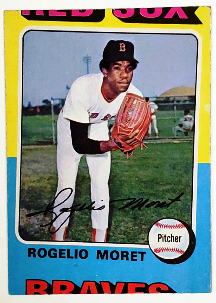 Rare Mis-Cut Error! 1975 Topps #8 Rogelio Moret, Red Sox, Pitcher, Uni –